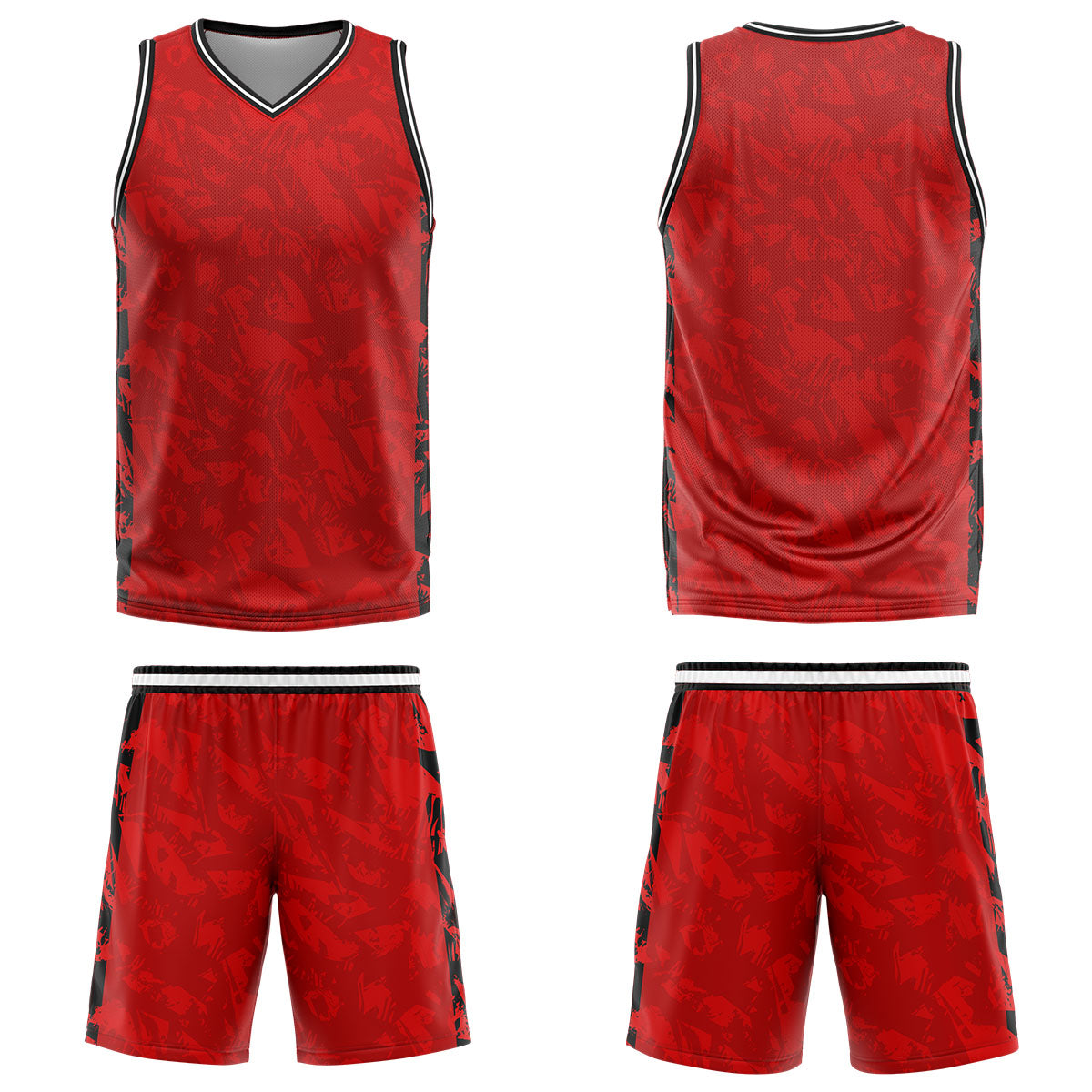 Uniforme de baloncesto personalizado de color rojo roto con tu logotipo-nombre y número impresos