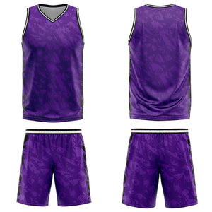Uniforme de baloncesto personalizado color morado roto con tu logotipo-nombre y número impresos