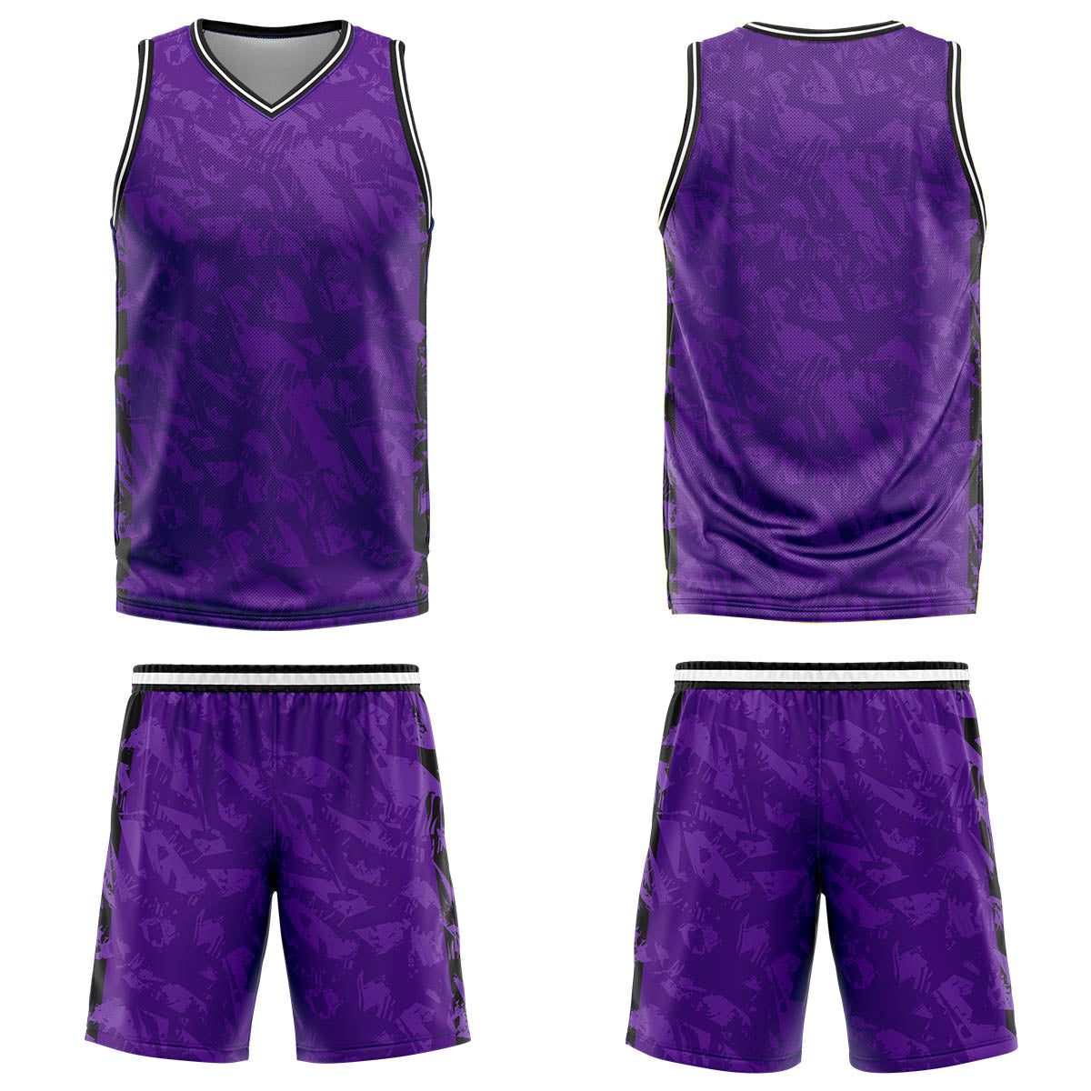 Uniforme de baloncesto personalizado color morado roto con tu logotipo-nombre y número impresos