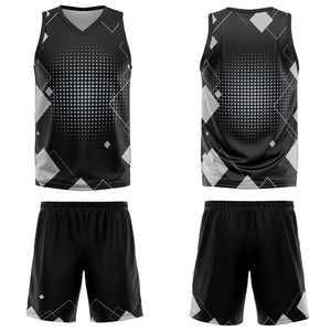 Uniforme de baloncesto gris con diseño geométrico personalizado-estampado con tu logotipo-nombre y número