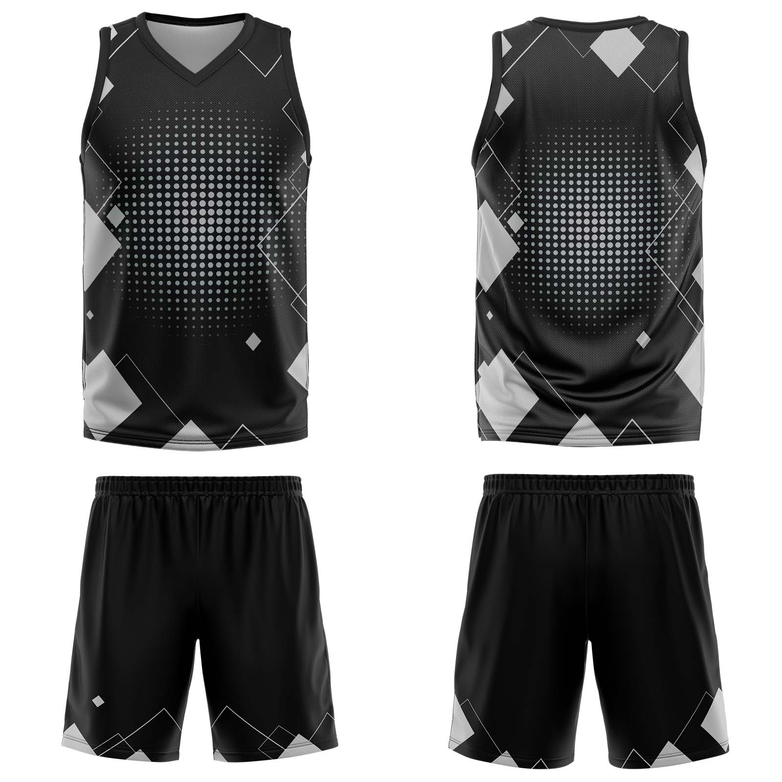 Uniforme de baloncesto gris con diseño geométrico personalizado-estampado con tu logotipo-nombre y número