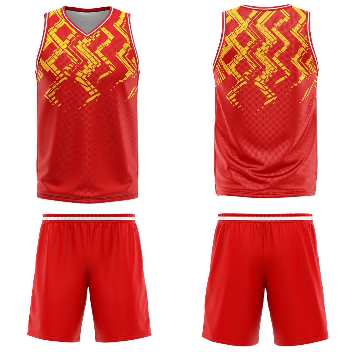 Uniforme de baloncesto personalizado rojo y naranja con tu logotipo-nombre y número impresos