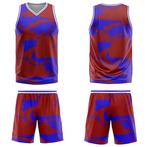Uniforme de baloncesto rojo real personalizado con tu logotipo-nombre y número impresos