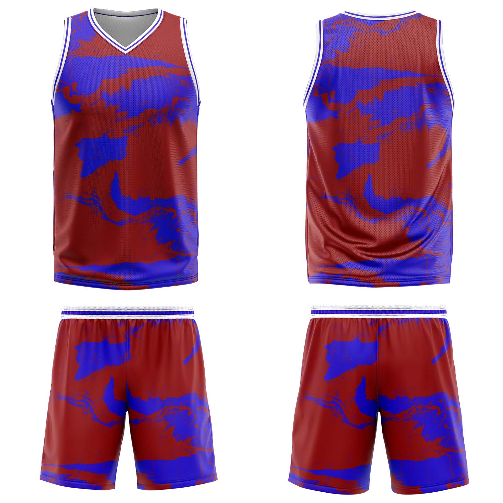 Uniforme de baloncesto rojo real personalizado con tu logotipo-nombre y número impresos