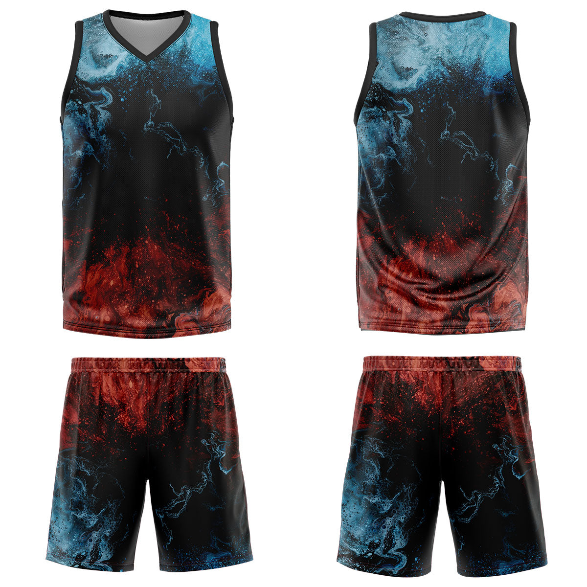 Uniforme de baloncesto personalizado de Water and Fire con tu logotipo-nombre y número impresos