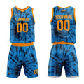 Uniforme de baloncesto azul personalizado con tu logotipo-nombre y número impresos