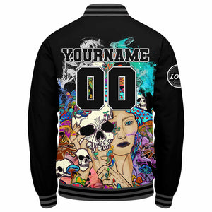 Chaqueta universitaria personalizada estilo Letterman para hombres-mujeres y jóvenes-color gris