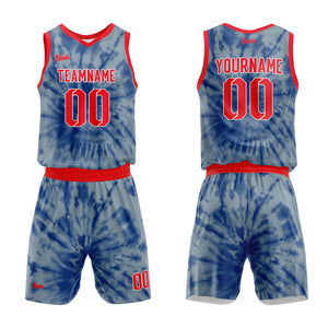 Uniforme de baloncesto personalizado en gris y azul con tu logotipo-nombre y número impresos