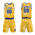 Uniforme de baloncesto amarillo personalizado con tu logotipo-nombre y número impresos