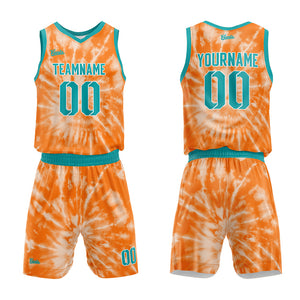Uniforme de baloncesto naranja personalizado con tu logotipo-nombre y número impresos