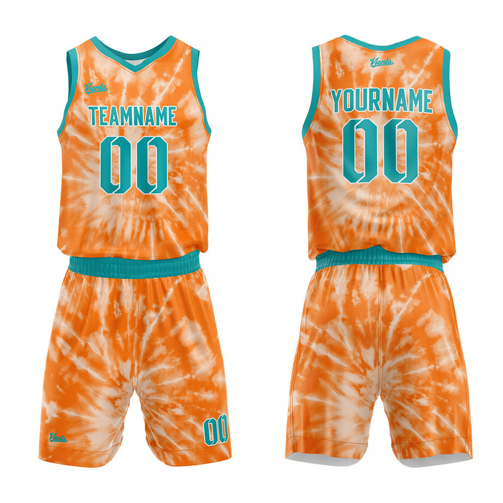Uniforme de baloncesto naranja personalizado con tu logotipo-nombre y número impresos