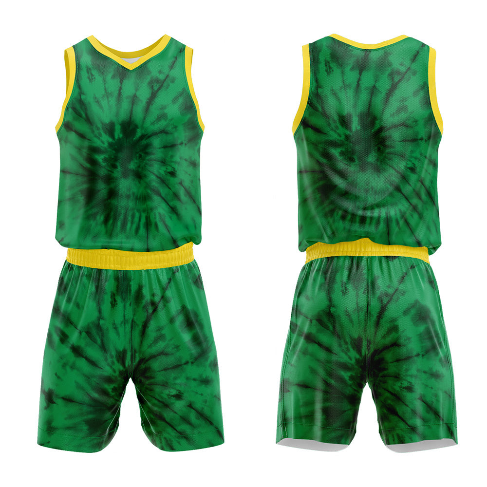 Uniforme de baloncesto verde personalizado con tu logotipo-nombre y número impresos
