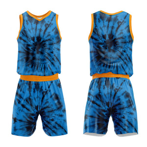 Uniforme de baloncesto azul personalizado con tu logotipo-nombre y número impresos