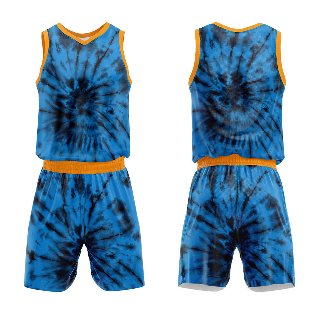 Uniforme de baloncesto azul personalizado con tu logotipo-nombre y número impresos