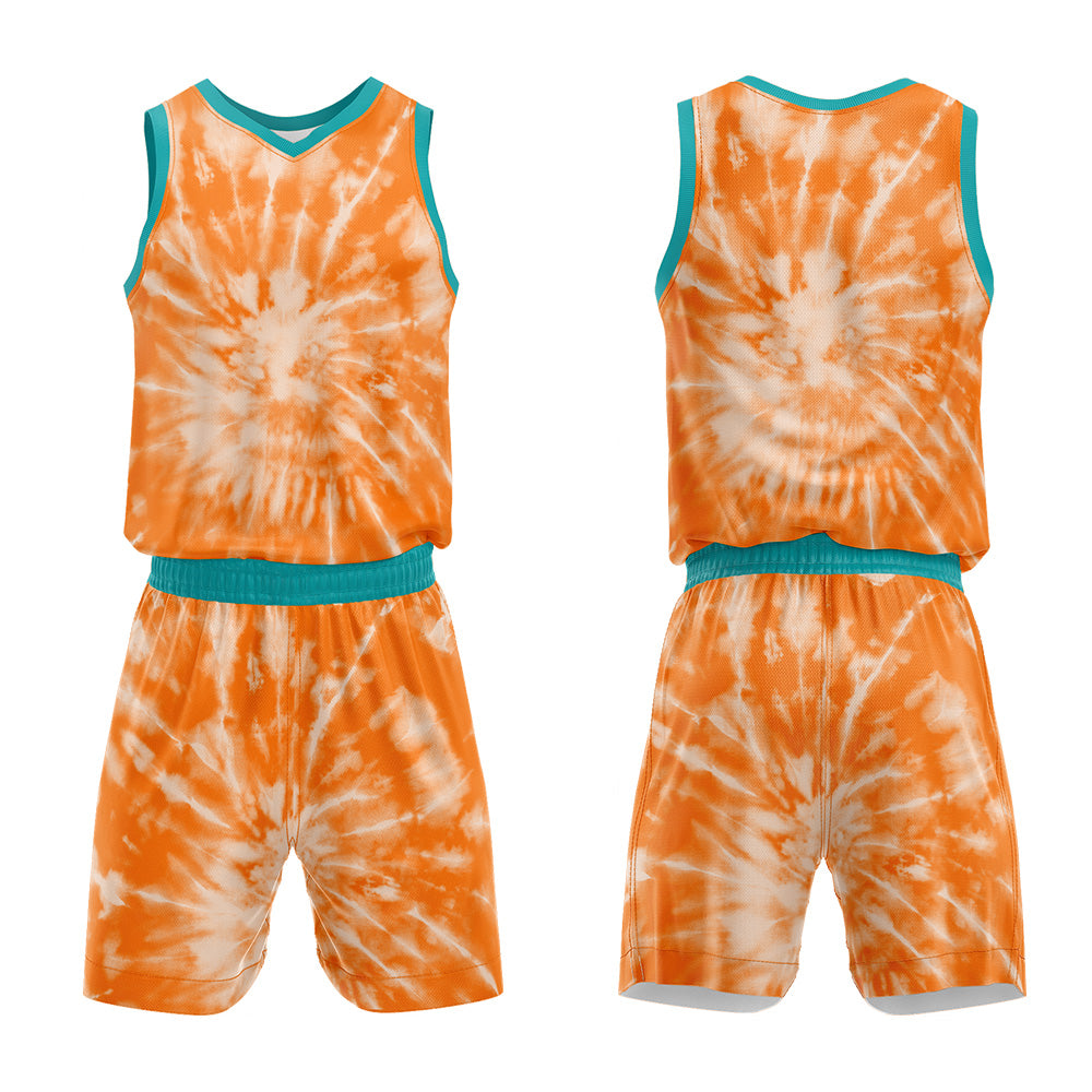 Uniforme de baloncesto naranja personalizado con tu logotipo-nombre y número impresos