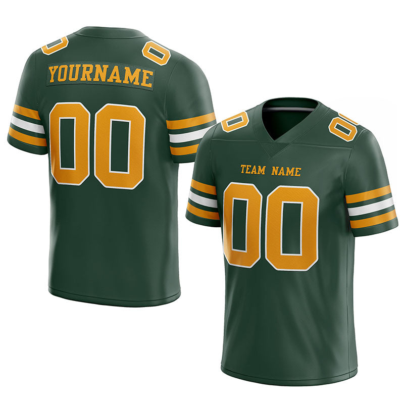 customized authentic football jersey midnight green gold-white mesh