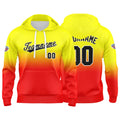 Sudadera con capucha personalizada con degradado para hombre-mujer-niña o niño Estampa tu logotipo-nombre o número en amarillo o rojo