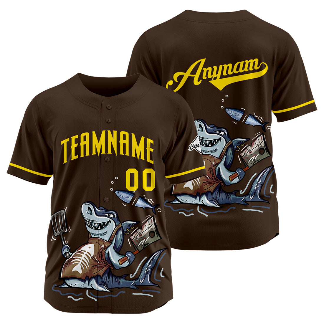 Uniformes de béisbol Custom Chef color marrón tiburón de alta calidad para adultos y niños & optimizados para el rendimiento