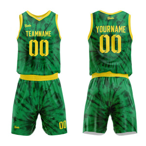 Uniforme de baloncesto verde personalizado con tu logotipo-nombre y número impresos