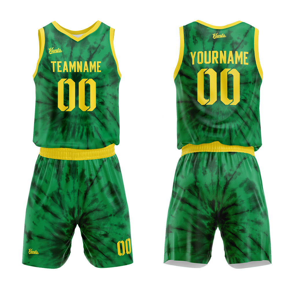 Uniforme de baloncesto verde personalizado con tu logotipo-nombre y número impresos