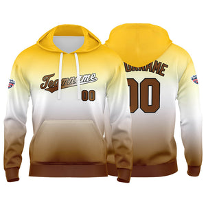 Sudadera con capucha personalizada con degradado para hombre-mujer-niña o niño Estampa tu logotipo-nombre o número en amarillo y blanco