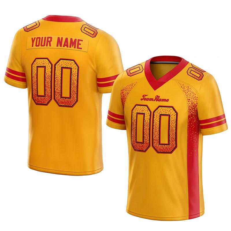 custom authentic drift fashion football jersey yellow-red mesh