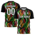 Conjunto personalizado de camiseta de uniforme negra y naranja para niños y adultos