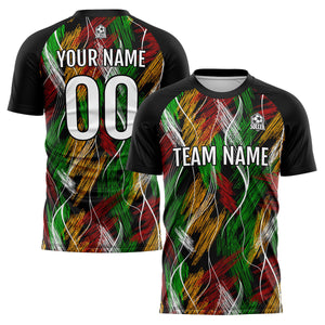 Conjunto personalizado de camiseta de uniforme negra y naranja para niños y adultos