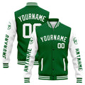 Chaqueta universitaria personalizada estilo Letterman para hombres-mujeres y jóvenes-color verde y blanco