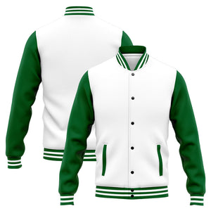 Chaqueta universitaria personalizada estilo Letterman para hombres-mujeres y jóvenes-color verde y blanco