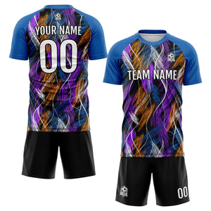 Conjunto personalizado de camiseta de uniforme negra y azul para niños y adultos