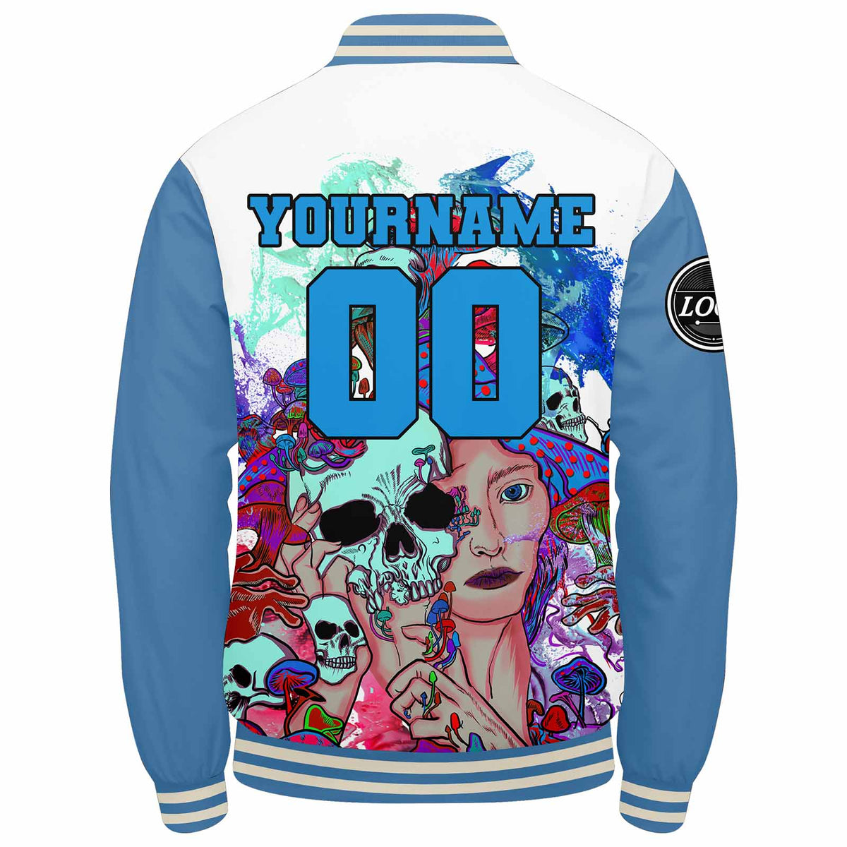 Chaqueta universitaria personalizada estilo Letterman para hombres-mujeres y jóvenes-color azul claro