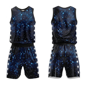 Uniforme de baloncesto personalizado con estampado de cielo estrellado-impreso con tu logotipo-nombre y número