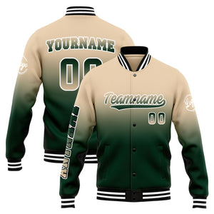 Chaqueta universitaria personalizada estilo Letterman para hombres-mujeres y jóvenes-color caqui y verde oscuro