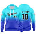 Sudadera con capucha personalizada con degradado para hombre-mujer-niña o niño Estampa tu logotipo-nombre o número en azul claro y negro