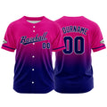 Dise?o personalizado de camiseta de béisbol con estampado completo en fucsia y azul marino