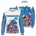 Chaqueta universitaria personalizada estilo Letterman para hombres-mujeres y jóvenes-color azul claro