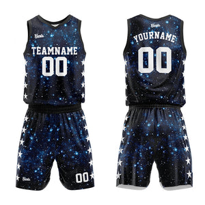 Uniforme de baloncesto personalizado con estampado de cielo estrellado-impreso con tu logotipo-nombre y número