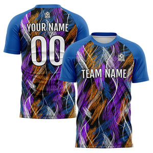 Conjunto personalizado de camiseta de uniforme negra y azul para niños y adultos