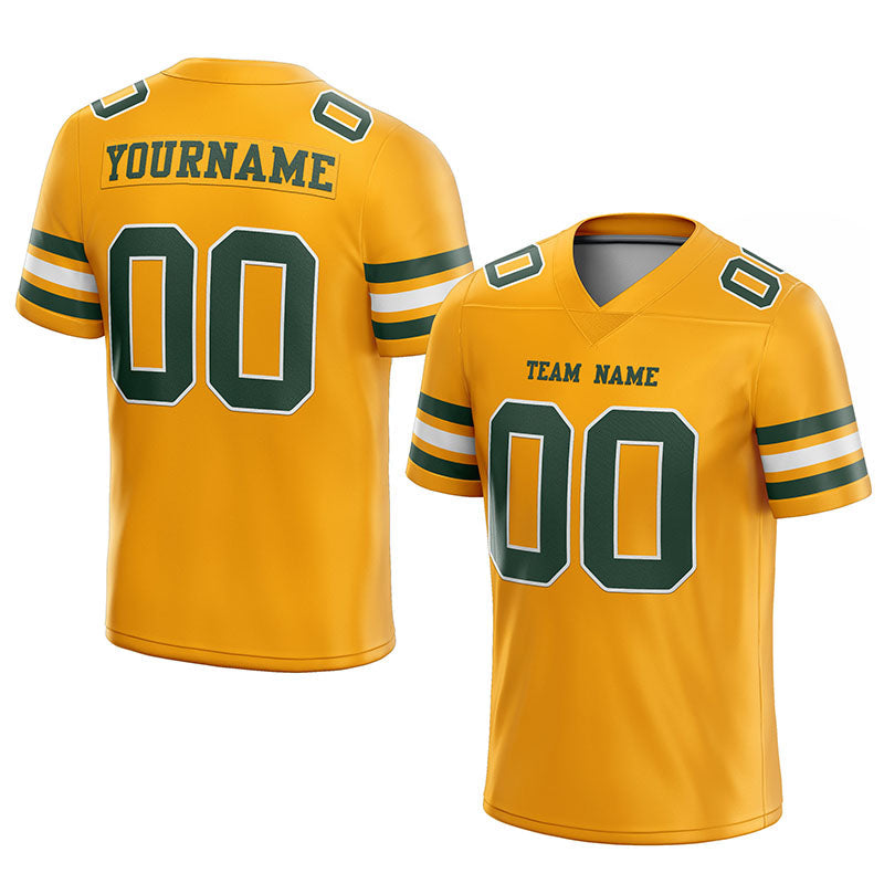 customized authentic football jersey gold green-white mesh