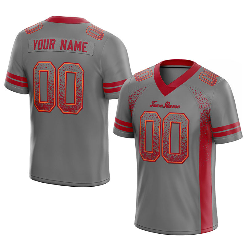 custom authentic drift fashion football jersey gray-red mesh