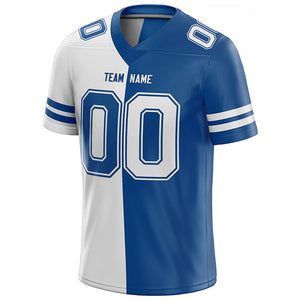 custom authentic split fashion football jersey royal-white mesh