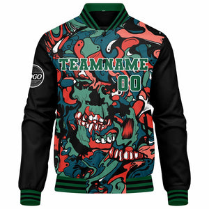 Chaqueta universitaria personalizada estilo Letterman para hombres-mujeres y jóvenes-color verde y naranja