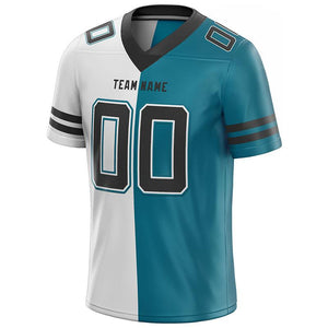 custom authentic split fashion football jersey teal-white-black mesh