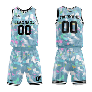 Uniforme de baloncesto personalizado de un precioso color verde grisáceo con tu logotipo-nombre y número impresos