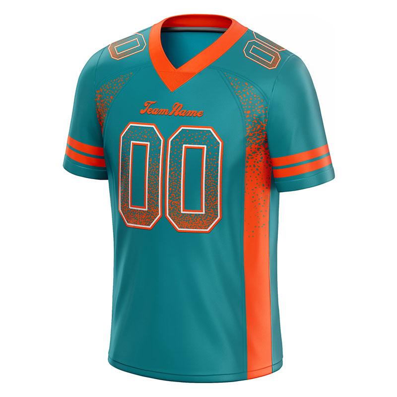 custom authentic drift fashion football jersey aqua-orange mesh