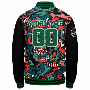 Chaqueta universitaria personalizada estilo Letterman para hombres-mujeres y jóvenes-color verde y naranja