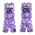 Uniforme de baloncesto personalizado color lavanda con tu logotipo-nombre y número impresos