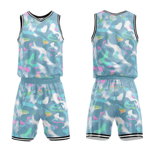 Uniforme de baloncesto personalizado de un precioso color verde grisáceo con tu logotipo-nombre y número impresos