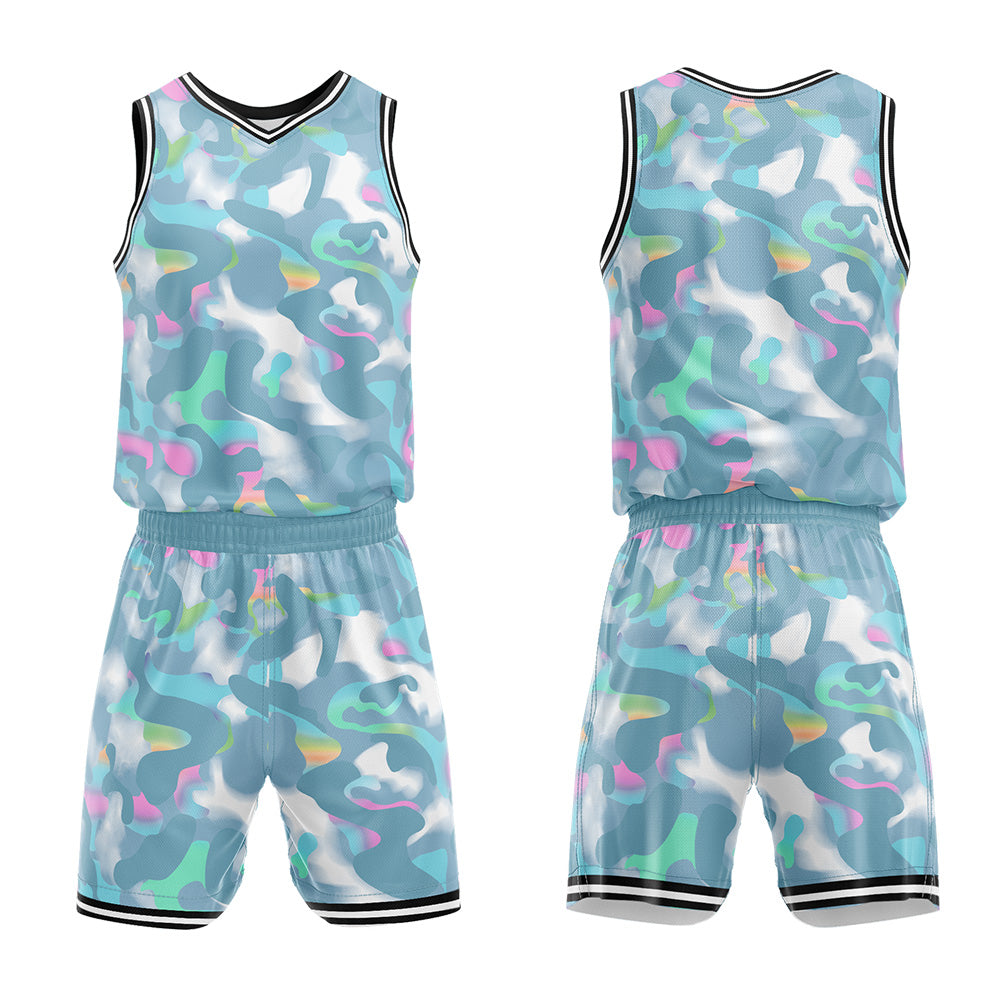 Uniforme de baloncesto personalizado de un precioso color verde grisáceo con tu logotipo-nombre y número impresos